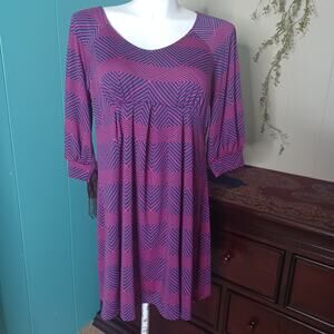 Karina Midi Dress Artsy Abstract Geometric Career Casual Print Dress Size XXL